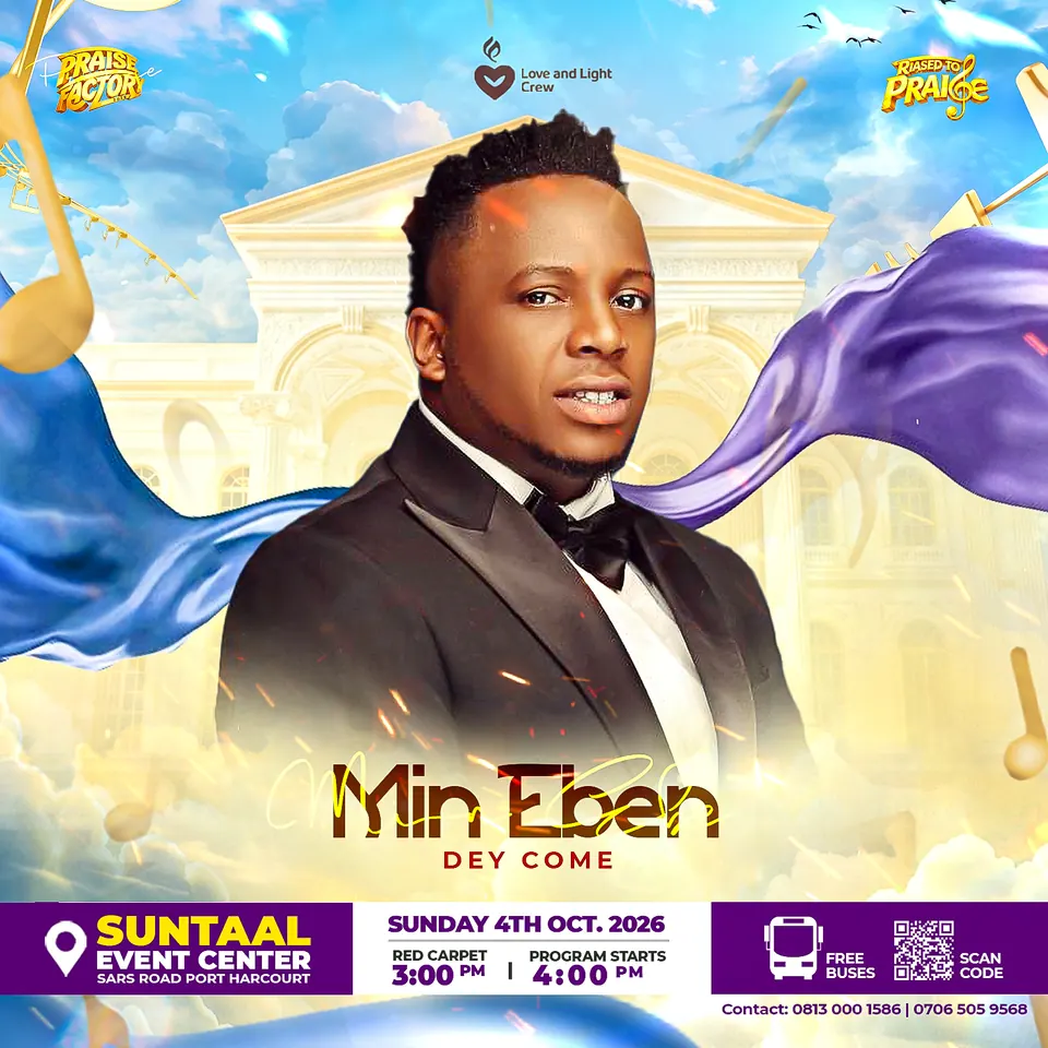 Min Eben — confirmed as Music Minister at Praise Factory 2026, Raised to Praise