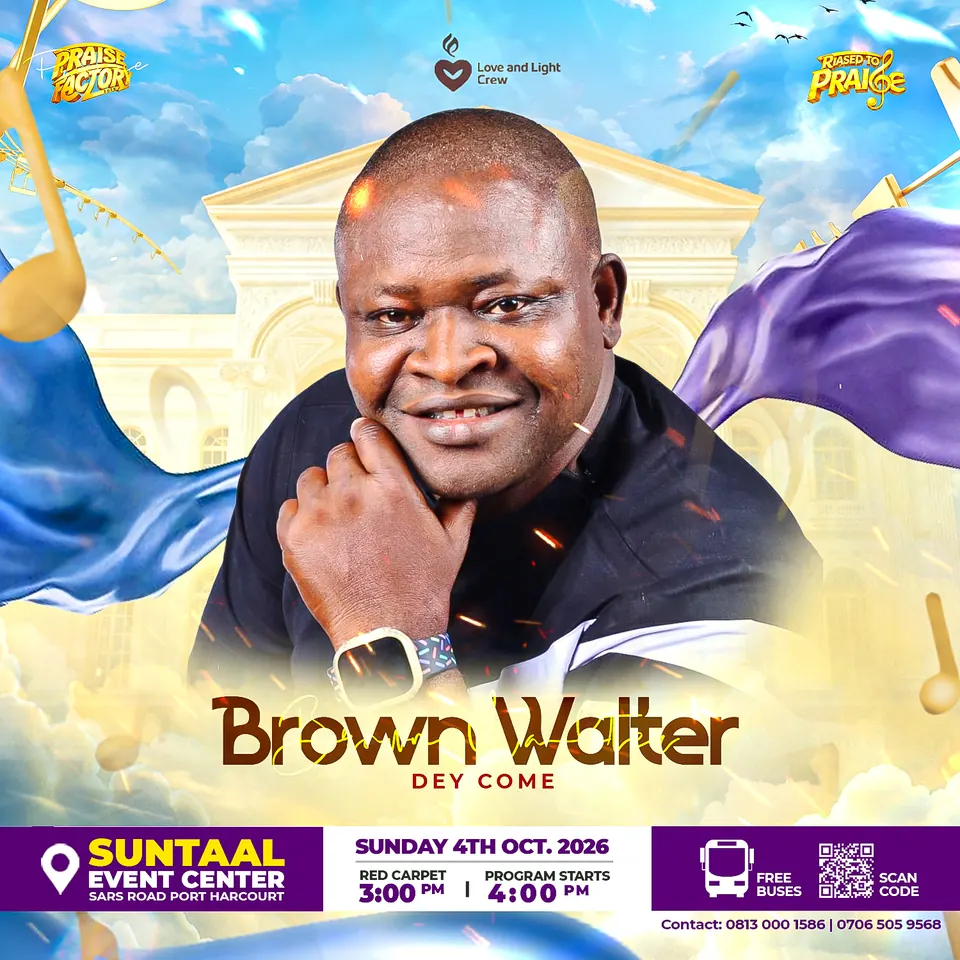 Brown Walter — confirmed as Music Minister at Praise Factory 2026, Raised to Praise